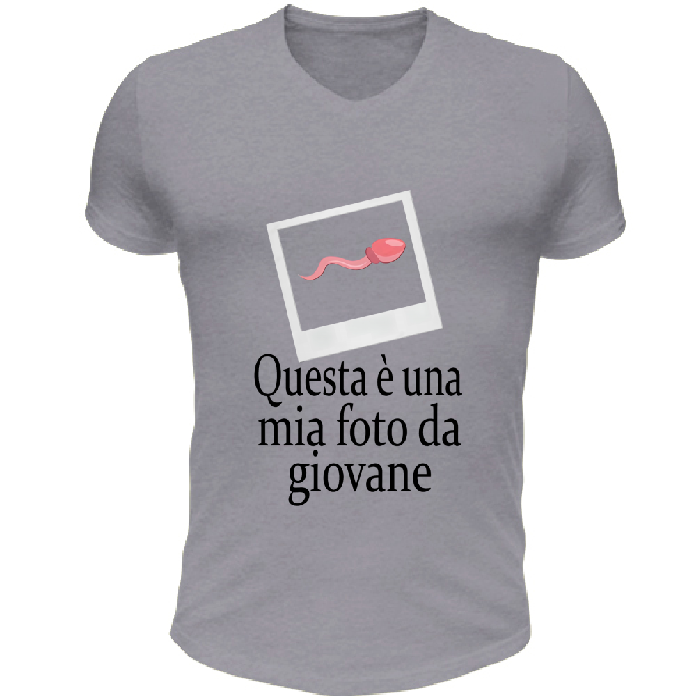 T-Shirt Unisex Scollo V Questa è una mia foto da giovane