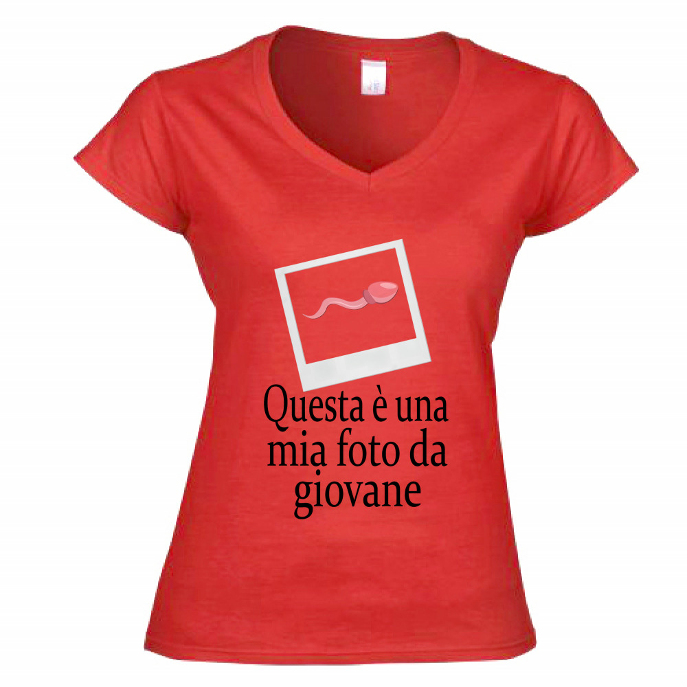 T-Shirt Donna Scollo V Questa è una mia foto da giovane
