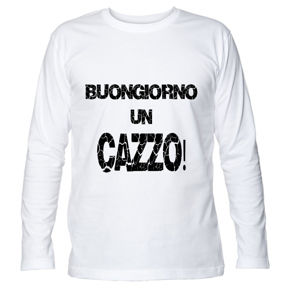 T-Shirt Unisex Manica Lunga Buongiorno un cazzo Nera