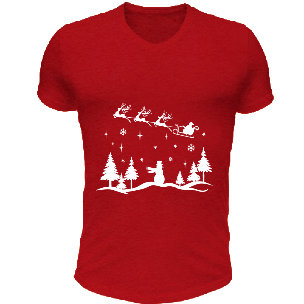 T-Shirt Unisex Scollo V Buon Natele Paesaggio 3