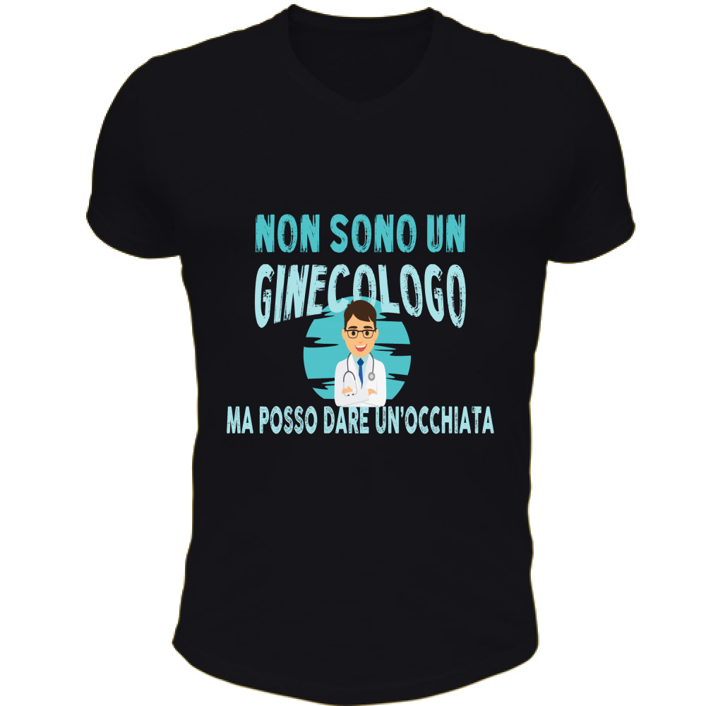 T-Shirt Unisex Scollo V NON SONO UN GINECOLOGO