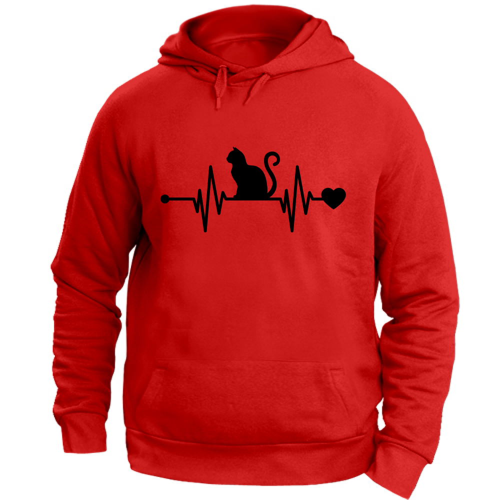 Felpa Unisex con Cappuccio Battito Gatto N