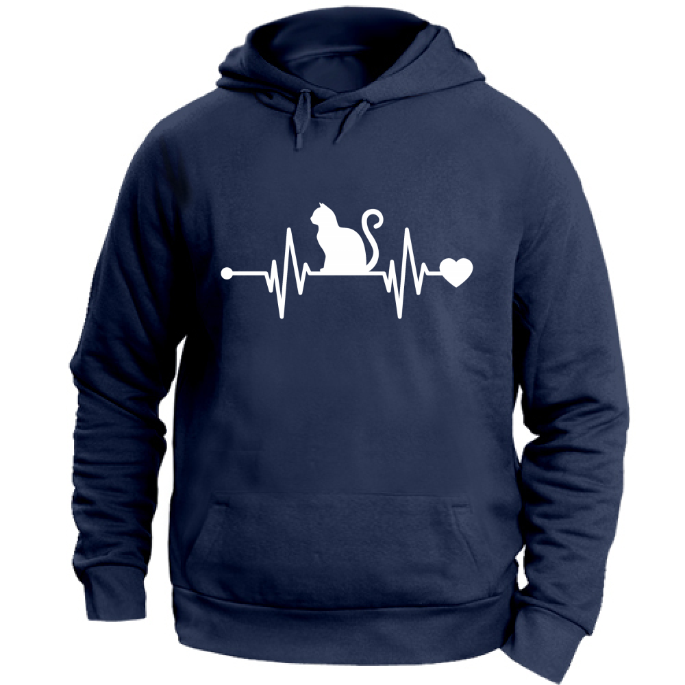 Felpa Unisex con Cappuccio Battito Gatto B