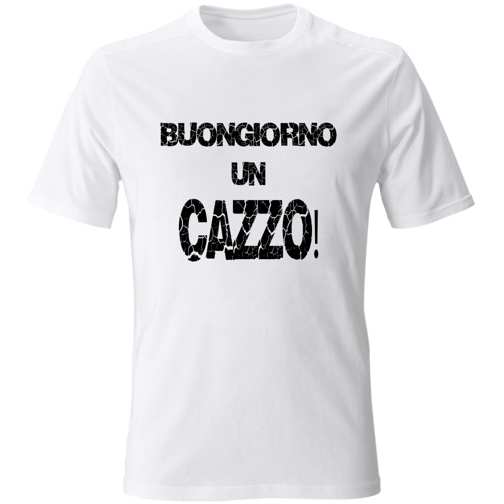 T-Shirt Unisex Large Buongiorno un cazzo Nera