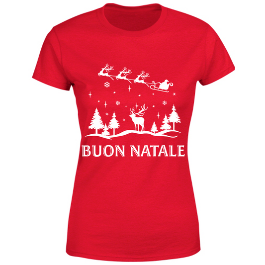 T-Shirt Donna Buon Natale Paesaggio 1
