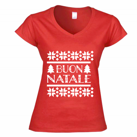 T-Shirt Donna Scollo V Buon Natale